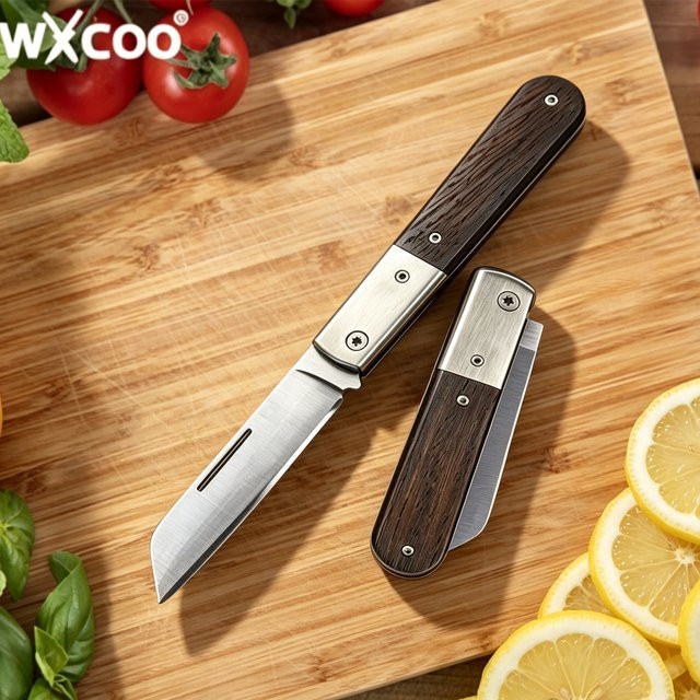 WXCOO Klappmesser aus Edelstahl mit Holzgriff in Silber als Obstschälmesser und Zitronenschäler für die Küche - Bild 1