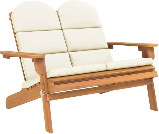vidaXL Adirondack-Gartenbank aus Akazien-Massivholz mit Kissen in Braun - Bild 1