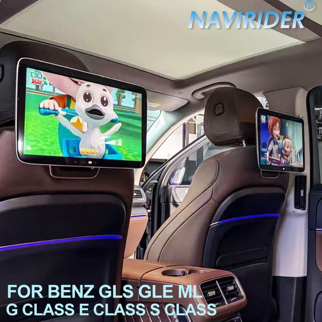NAVIRIDER Android Multimedia-Videoplayer für Mercedes Benz GLS GLE ML G-Klasse S-Klasse E-Klasse als Kopfstützen-Autozubehör für den hinteren Unterhaltungsbildschirm, Schwarz - Bild 1