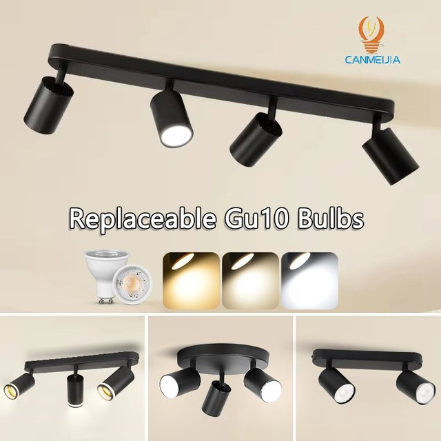 CANMEIJIA LED-Deckenleuchte GU10 Schienenstrahler in Schwarz aus Metall für Schlafzimmer und Flur - Bild 1
