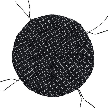 vidaXL Kissen Rund Schwarz Karomuster aus Oxford-Gewebe, Durchmesser: 100 cm, Höhe: 11 cm
