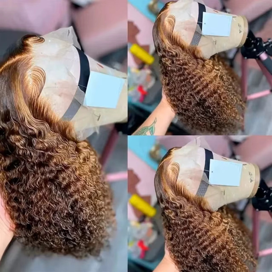 Happy Monday Lockige Bob-Perücke, Echthaar, Tiefe Welle, Lace Front - Bild 2