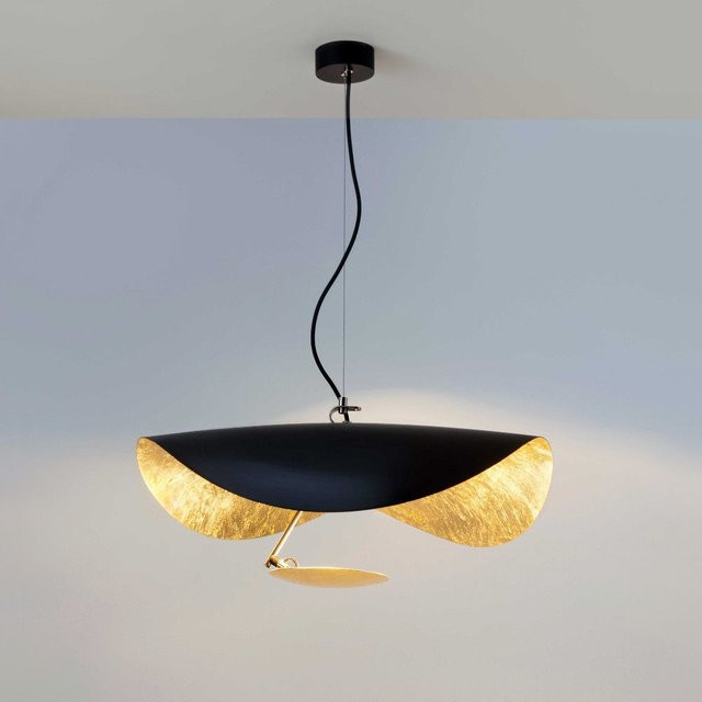 Catellani & Smith Lederam Manta S1 LED-Pendelleuchte in Schwarz und Blattgold mit warmweißem Licht (2700K) - Bild 1