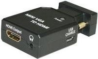 MicroConnect Mini VGA zu HDMI Converter in Schwarz mit Full HD Unterstützung, 3,5 mm Klinke und USB-Anschluss - Bild 1
