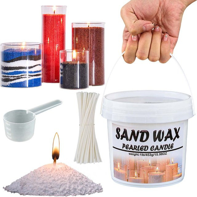 UDOCOOL DIY Duftkerzen Herstellung Kit mit Sandwachs in Weiß und Sand für kreative Wachsmalerei - Bild 1