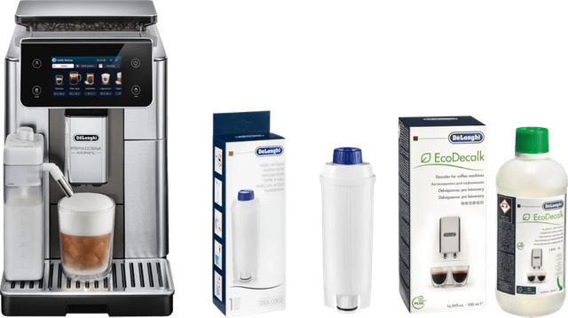 De'Longhi PrimaDonna Aromatic ECAM630.75 Kaffemaschine in Silber mit Pflegeset und Edelstahl-Elementen - Bild 1