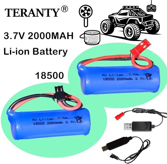 PYLRC Lithium-Ionen-Akku 18500, 3,7 V, 2000 mAh, Blau, mit USB-C Ladegerät - Bild 1