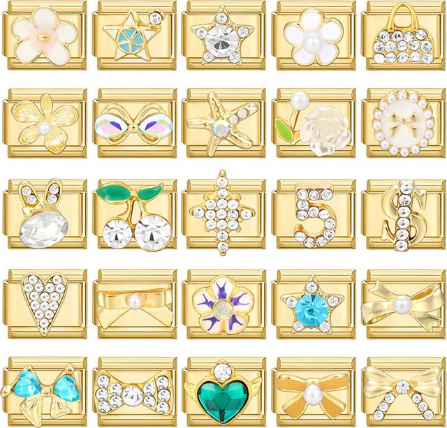 Yolorist Charm Links, Edelstahl, Gold, Zirkonia, Damen - Bild 1