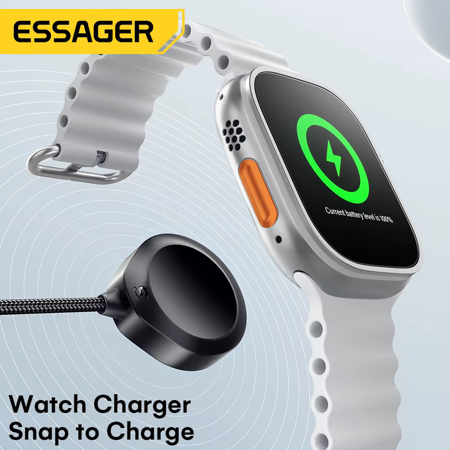 Essager 3-in-1 USB-C Schnellladekabel 100 W mit Lightning und Typ-C für Apple iPhone und iWatch, Schwarz - Bild 4