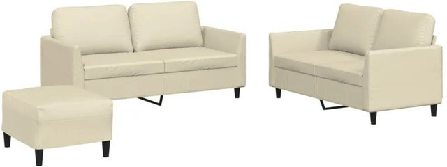 vidaXL 3-teilige Sofagarnitur mit Kissen in Beige aus Kunstleder für dein Wohnzimmer - Bild 1