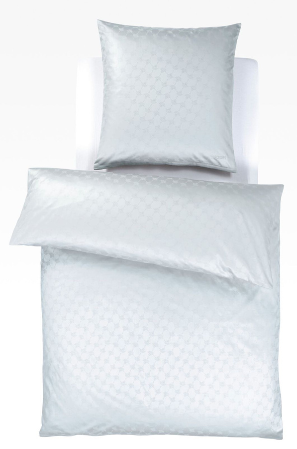 JOOP! Bettwäsche Cornflower 4020 aus Mako-Satin in Grau und Weiß mit floralem Jacquard-Design, Bettbezug 240 x 220 cm und Kissenbezug 80 x 80 cm - Bild 1