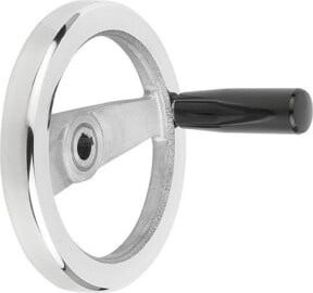 KIPP Speichenhandrad 2-Speichen aus Aluminium Ø125 mm mit Passbohrung Nut 14H7 in Silber poliert - Bild 1
