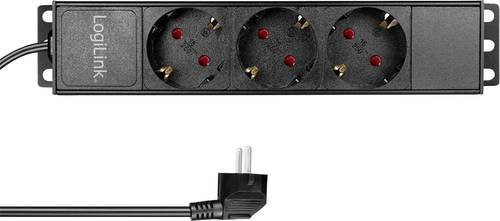 LogiLink PDU3B01 Netzwerkschrank-Steckdosenleiste 10 Zoll mit Aluminium Profil in Silber und Schwarz - Bild 1