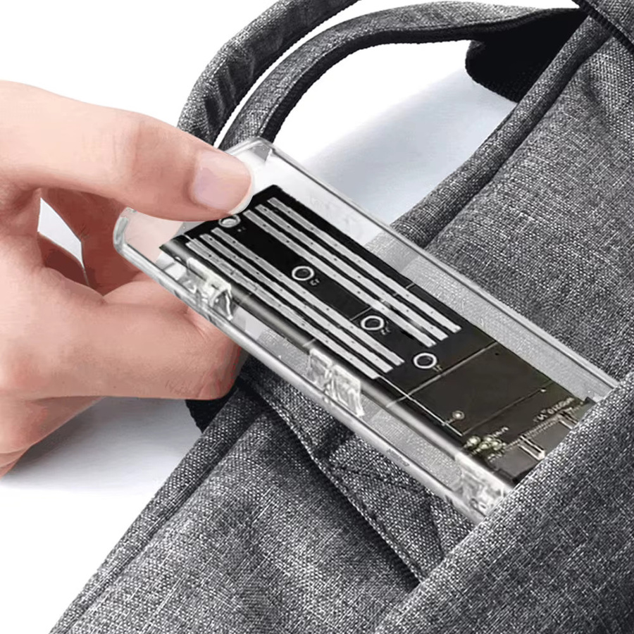 APWIKOGER Externes M.2 NGFF SATA SSD-Gehäuse mit USB 3.1 Typ C Anschluss, 10Gbps SSD-Adapter, transparent, kompatibel mit 2230/2242/2260/2280 - Bild 5
