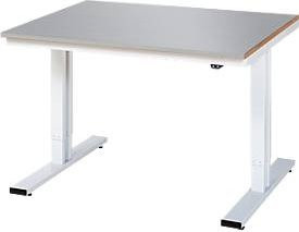 Rau Werktisch Adlatus elektrisch höhenverstellbar mit Edelstahlplatte in Silber/Lichtgrau, B/T/H: 125 x 100 x 72-112 cm - Bild 1
