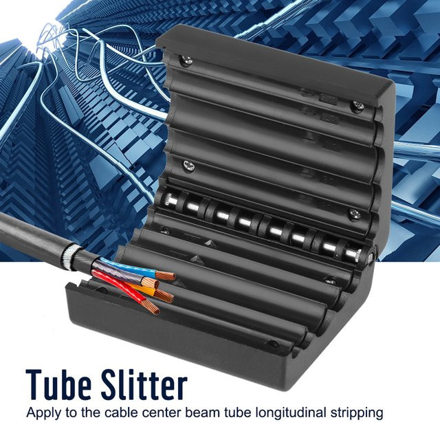 Flachbandkabel-Abisolierer für 4,5–11 mm mit Glasfaserpuffer und losem Röhrenschneider in Schwarz - Bild 1