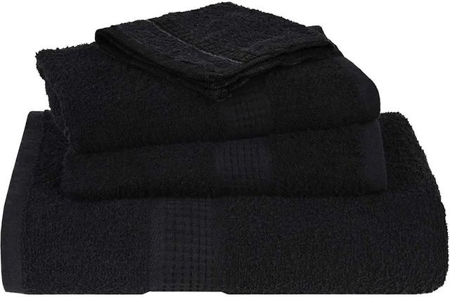 vidaXL Handtuch-Set 4 Stück Schwarz aus 100% Baumwolle mit 360 g/m² und Aufhängeschlaufe - Bild 1