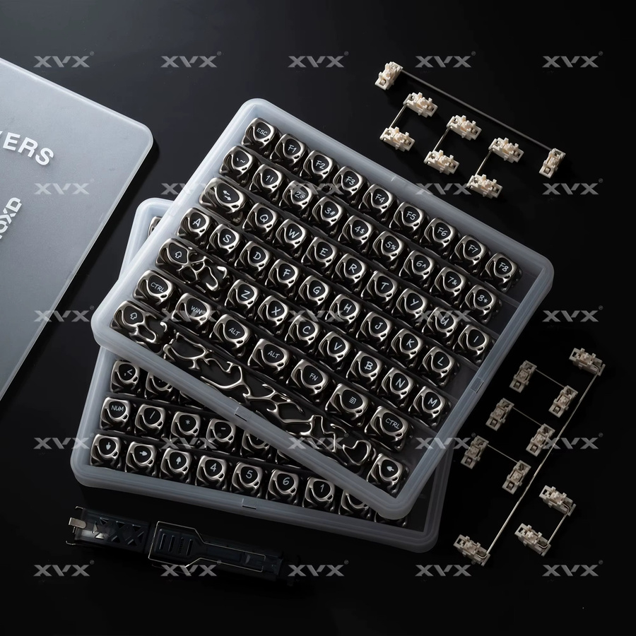 XVX Tastenkappe für mechanische Tastaturen mit metallischer Textur und nebeltransparentem Design in Silber - Bild 2