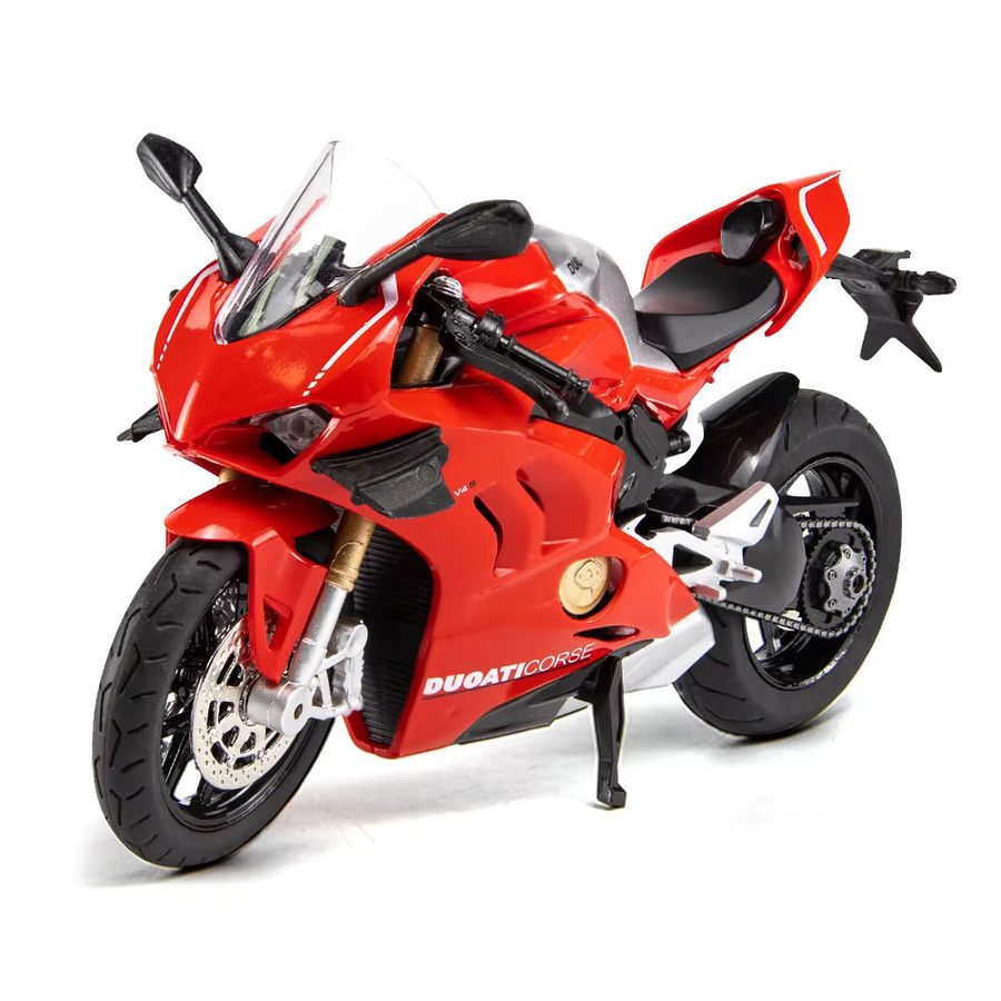 MAKEDA Panigale V4S Diecast Motorrad Modell 1:12 aus Metall mit Sound und Licht in Schwarz und Rot - Bild 3