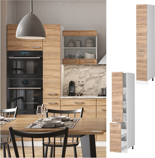 Vicco Apothekerschrank R-Line Küchenschrank in Weiß Sonoma, B/T/H: 30,0 x 57,2 x 207,0 cm - Bild 1