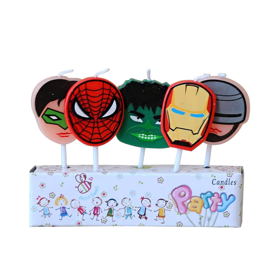 5-teiliges Spiderman und Hulk Kerzen-Set von Hasbro für Kinder Geburtstagsdeko in Mehrfarbig - Bild 2