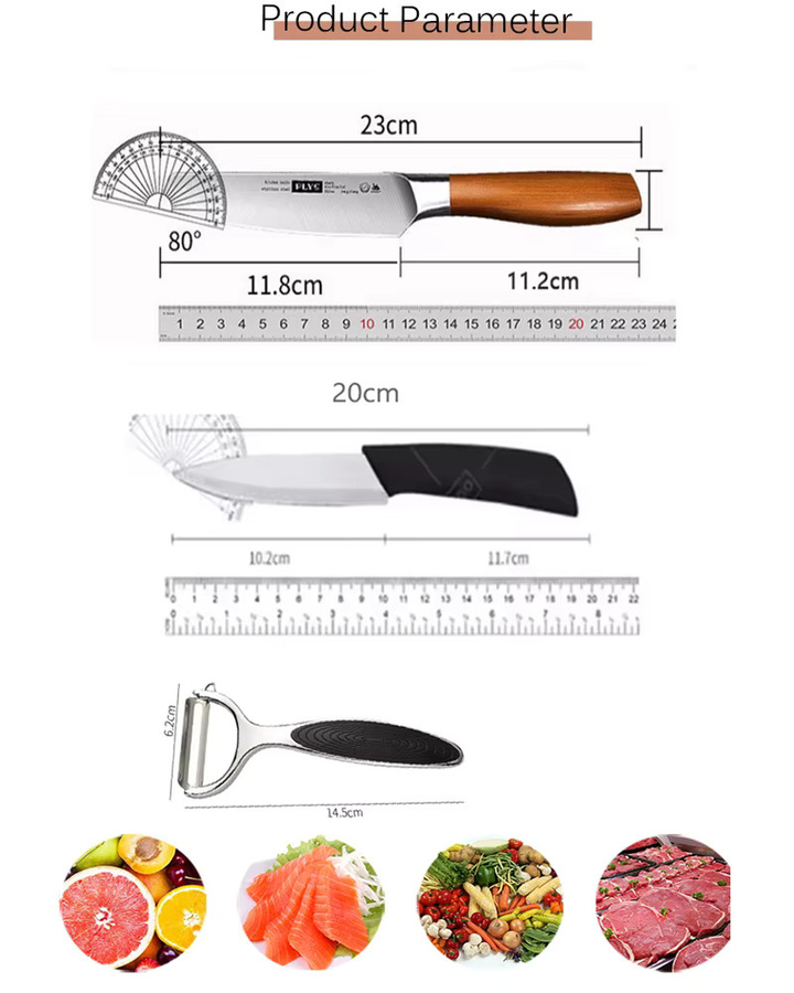 WXCOO Japanisches Küchenmesser aus Edelstahl in Silber mit Holzgriff, Mehrzweck-Obstschälmesser für deinen Haushalt - Bild 6