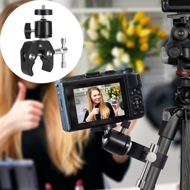 DIXSG Super-Klemme 360 Grad Kugelkopf-Magischer Arm mit 1/4 und 3/8 Zoll Gewinde in Schwarz für DSLR-Kamera, Monitor, LED-Licht und Mikrofon - Bild 1