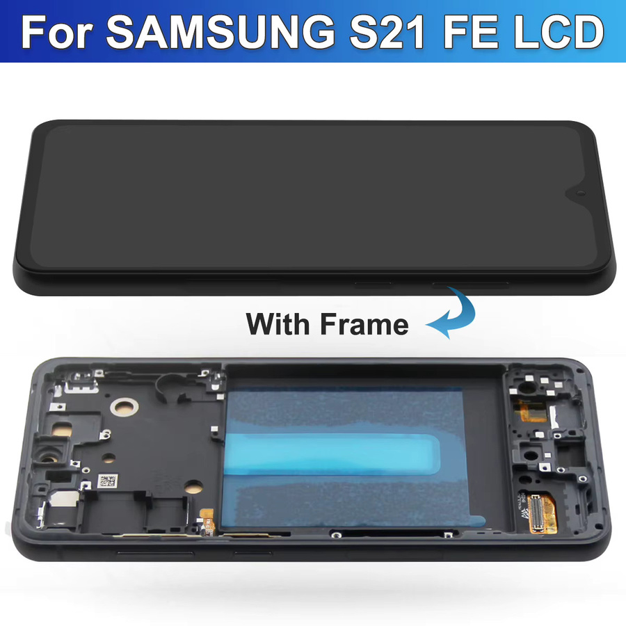 Samsung S21 FE AMOLED Display LCD Touch Screen Digitizer Montage mit Rahmen in Schwarz für G990B SM-G990U Reparatur-Set - Bild 4