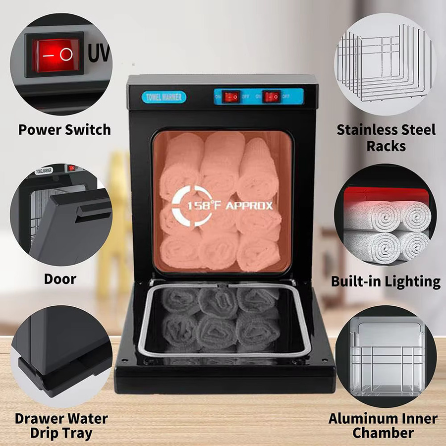 Podofo 2-in-1 Handtuchwärmer mit UV-Spa-Funktion, 10L Kapazität, Schwarz - Bild 5