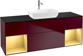 V&B Waschtischunterschrank Finion mit Wandbeleuchtung, Farbe Blau glänzend, B: 160 cm, T: 50,1 cm, H: 50,1 cm - Bild 1