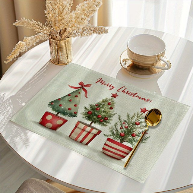 VIKAMA 4-teiliges Weihnachtsbaum-Tischset-Set für festliche Tischdekorationen - Bild 1