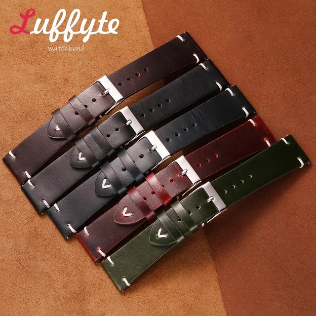 luffyte Uhrenarmband Leder, Silber, Unisex, 18 mm, 20 mm, 22 mm - Bild 1