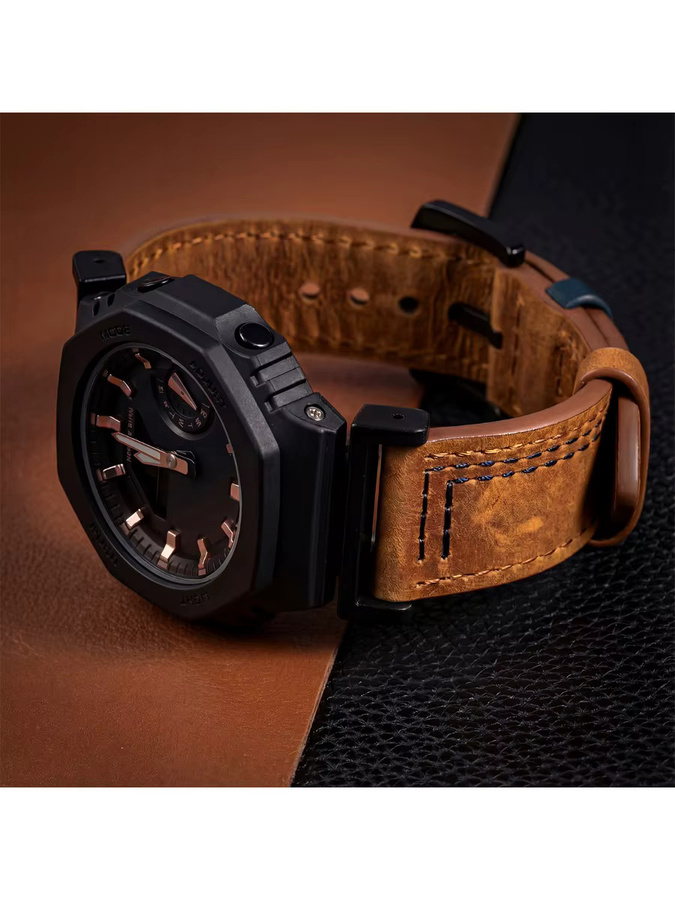 CHIICSMART Uhrenarmband Leder, Schwarz, Unisex - Bild 5