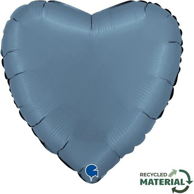 Herzförmiger Folienballon von Grabo in Blau Jeans, Satiniert, Durchmesser: 46 cm - Bild 1