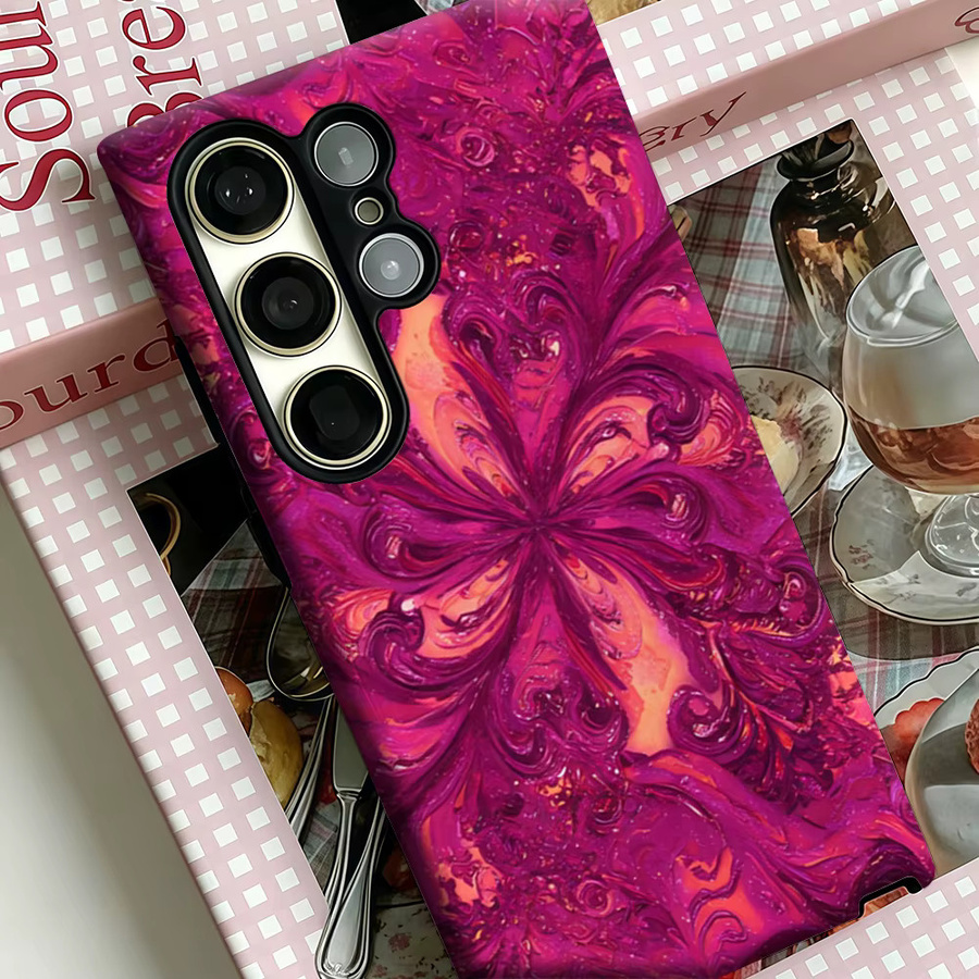 Stoßfeste Doppelschicht Handyhülle Magenta Swirl für Samsung Galaxy S25 Ultra, S24 und S23 Ultra Plus in Pink und Purple - Bild 4