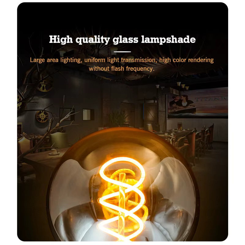 LARZI Retro LED Spiral Filament Glühbirne E14 E27 Warmweiß Transparent - Bild 2