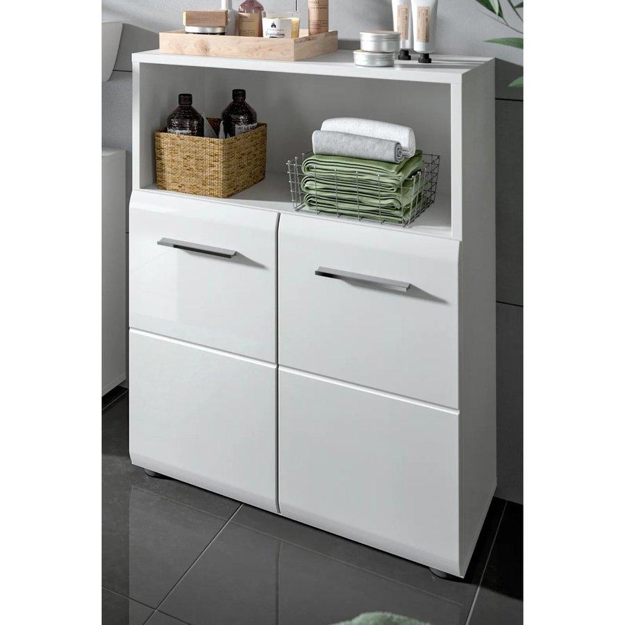 Inn.Furn Badezimmer Kommode in Weiß Hochglanz mit LED-Beleuchtung, B/H/T: 60 x 80 x 30 cm - Bild 6