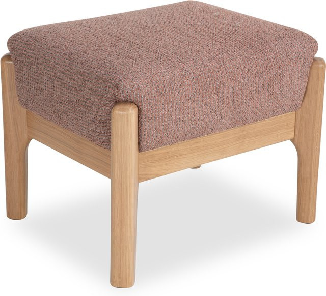 Hocker Rolf Weber STEGEN in Orange mit Bouclé-Stoff und Eiche Massiv Natur, B/T/H: 48,0 x 45,0 x 45,0 cm - Bild 1