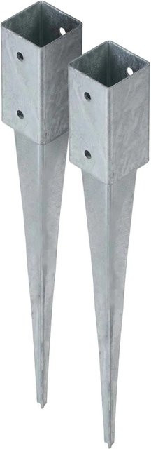 HOLLMAX 2er Set Einschlaghülse Bodenhülse für Vierkantpfosten, Silber verzinkt, 71 mm - Bild 1