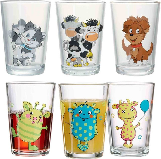 Ritzenhoff Kindergläser Tumbler Hoftiere und Monsterchen, 6er Set, transparent, 205 ml - Bild 1