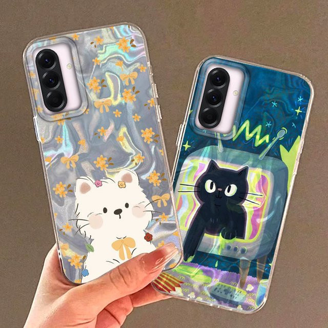 Handyhülle mit Blumen, Katze und Fisch Design für Samsung Galaxy A-Serie in Multicolour - Bild 1