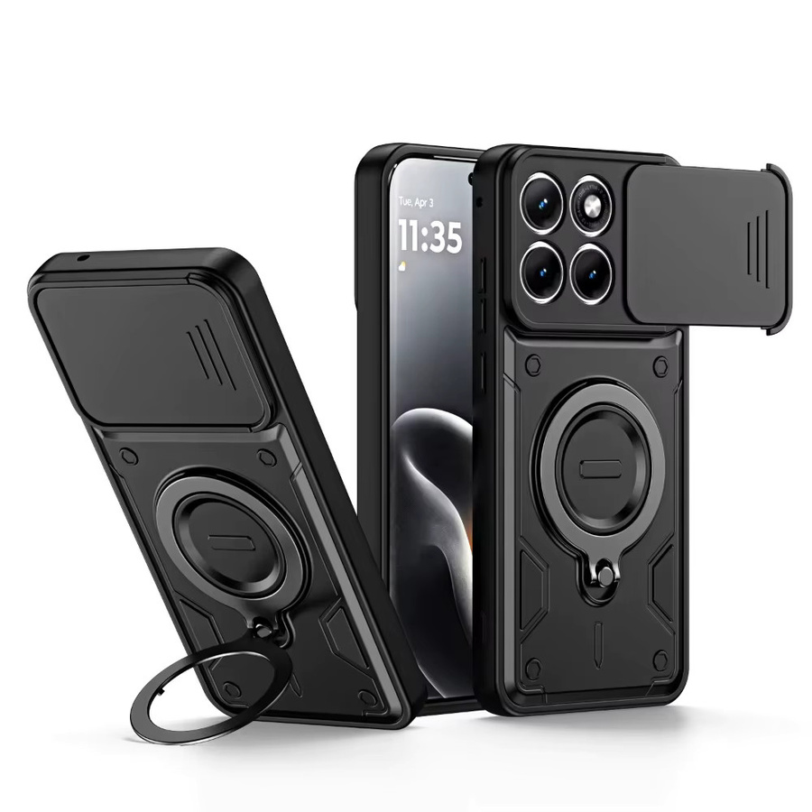 Schutzhülle für Motorola Edge 70 60 50 Fusion Pro G86 G56 G06 G85 G15 G05 mit magnetischem Ringhalter und Schiebe-Kameraschutzabdeckung in Orange und Black - Bild 5