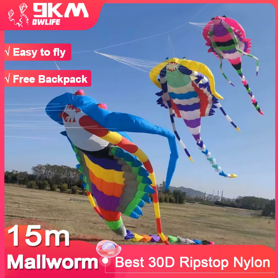 9KM DWLIFE Mallworm Kite Line Showdrachen, Blau, Bunt / Mehrfarbig - Bild 1