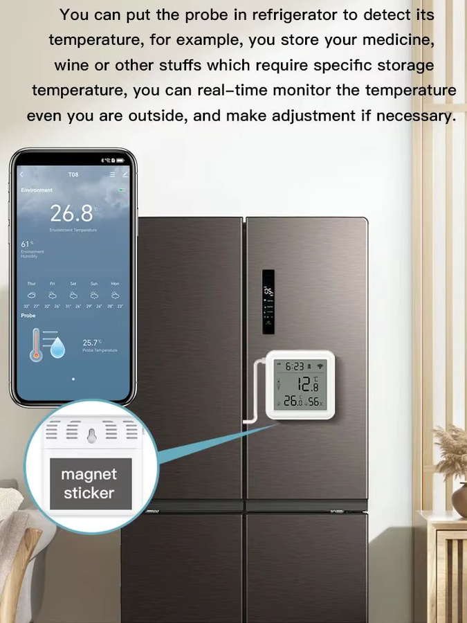 Tuya Zigbee Temperatur-Feuchtigkeitssensor mit externer Sonde in Weiß für Smart Home Fernüberwachung mit SmartLife - Bild 3