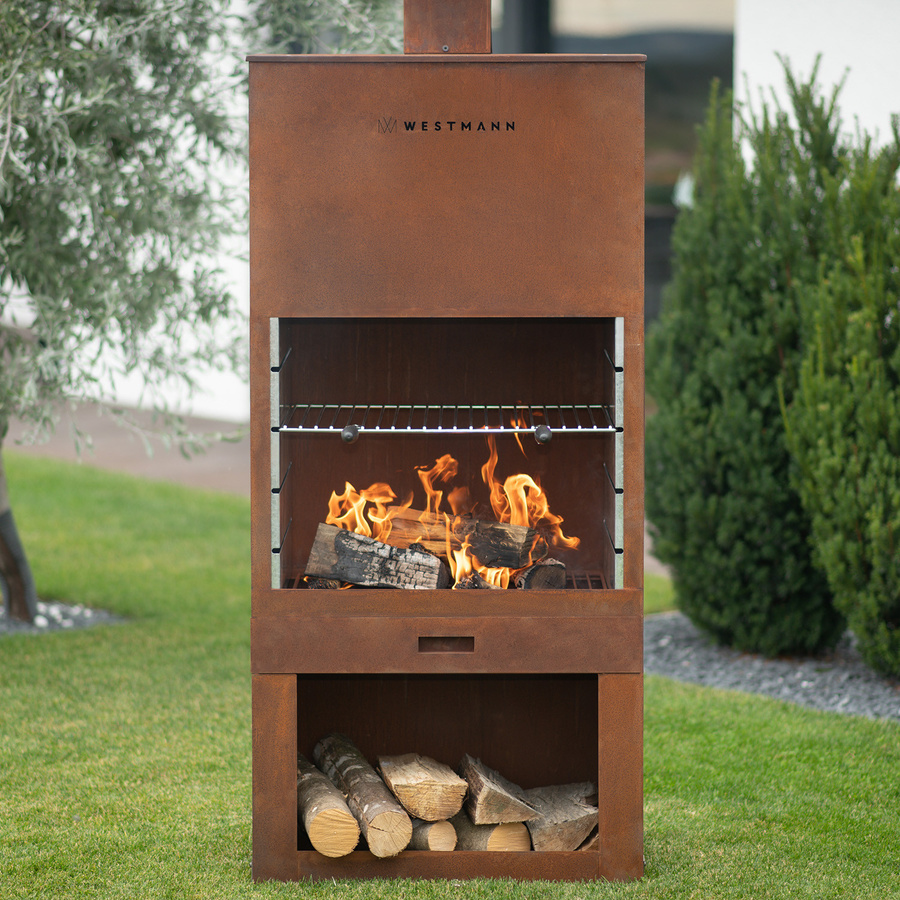 Westmann Gartenkamin in Braun, B/H/T: 70 x 229 x 41 cm - Bild 4