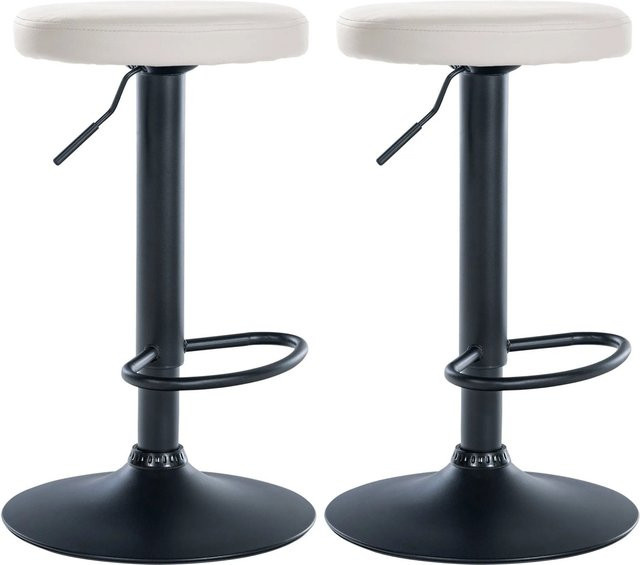 DELUKE 2er Set Barhocker KAZON aus Kunstleder, höhenverstellbar und drehbar, Weiß/Schwarz, B/T/H: 38,5 x 38,5 x 60 cm - Bild 1