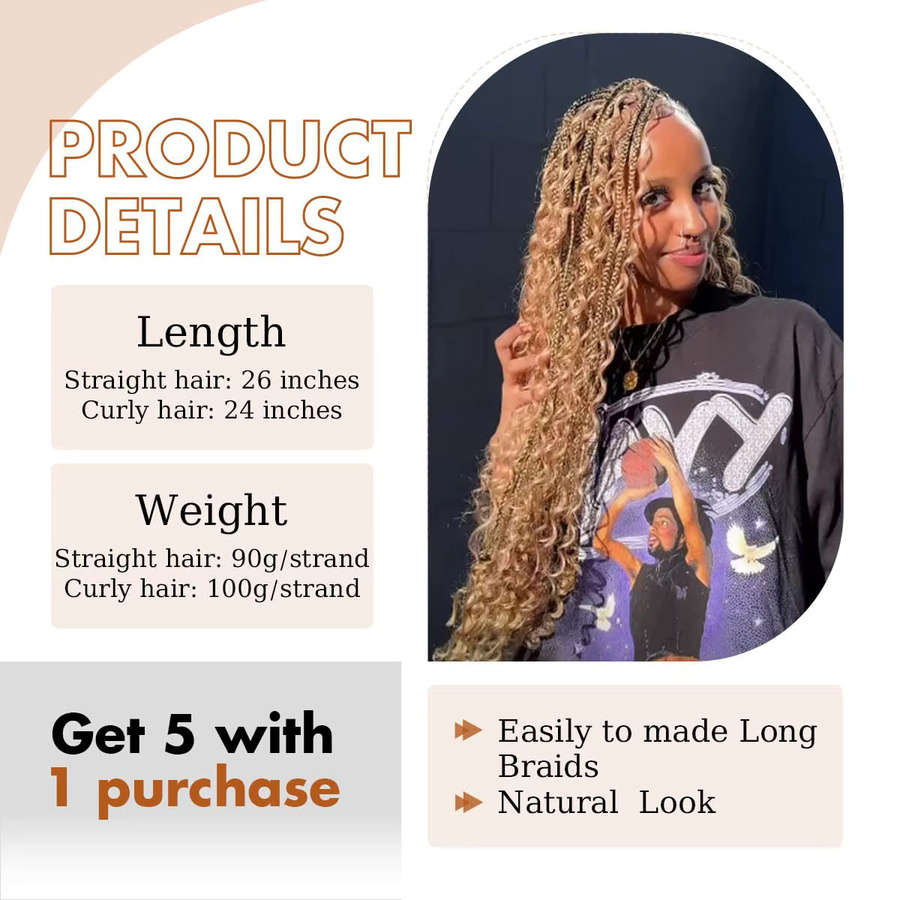 Wigundle Ash Honey Blonde Crochet-Twist-Box-Braids, synthetisch, lockig - Bild 2