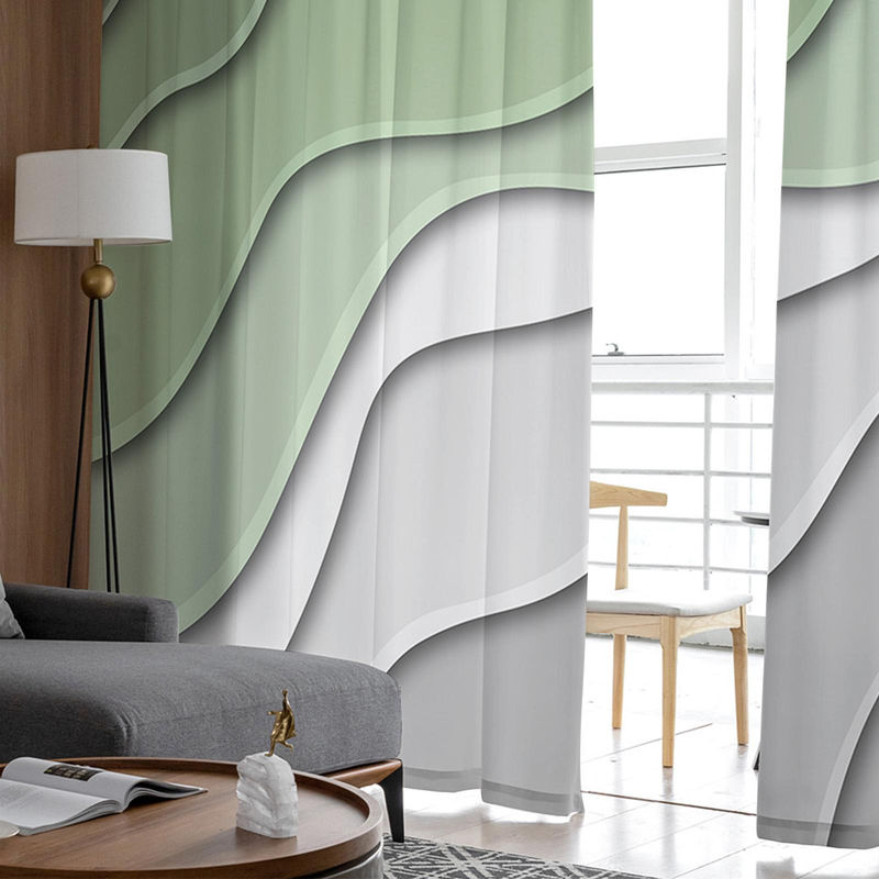 Super Six Transparente Voile Vorhänge in Salbeigrün und Grau mit Farbverlauf, B: 135 cm, H: 114 cm - Bild 2