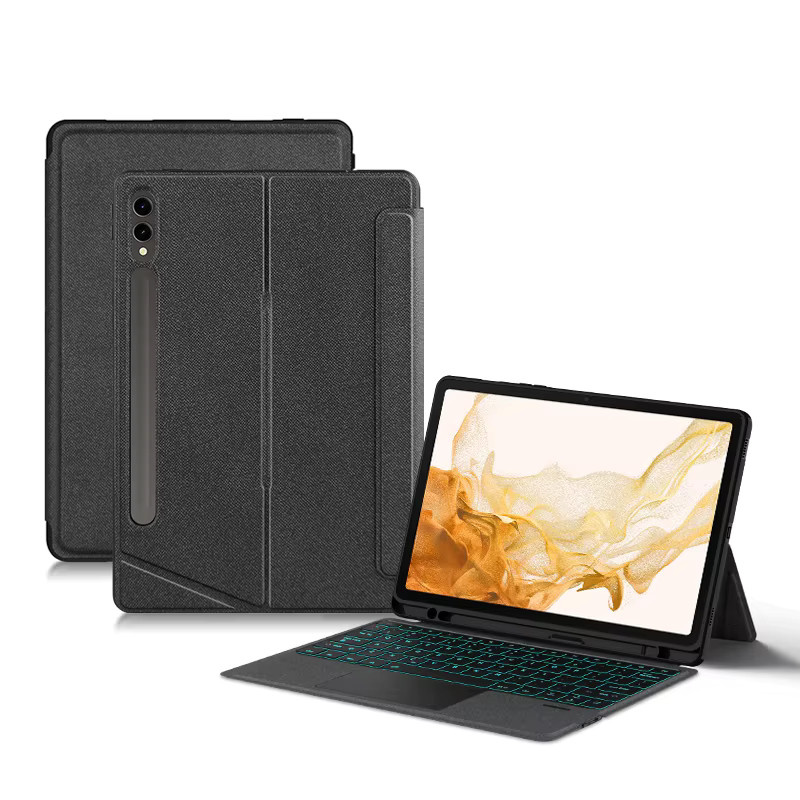 AJIUYU Magic Keyboard für Samsung Galaxy Tab S7 S8 S9 FE Plus S10+ S10 FE+ in Schwarz mit Backlit Tastatur und Touchpad - Bild 2