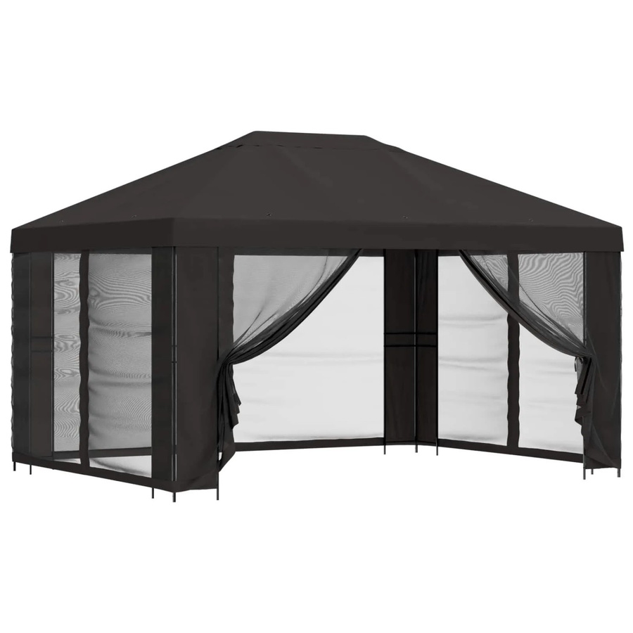 vidaXL Garten Pavillon mit Seitenwänden und Netzwänden in Anthrazit, B: 300 cm, T: 300 cm, H: 276,5 cm - Bild 2